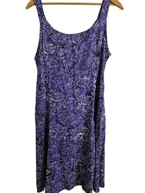 Wind River Rayon Vintage Sleeveless Purple Swirl Print Dress Sz XL